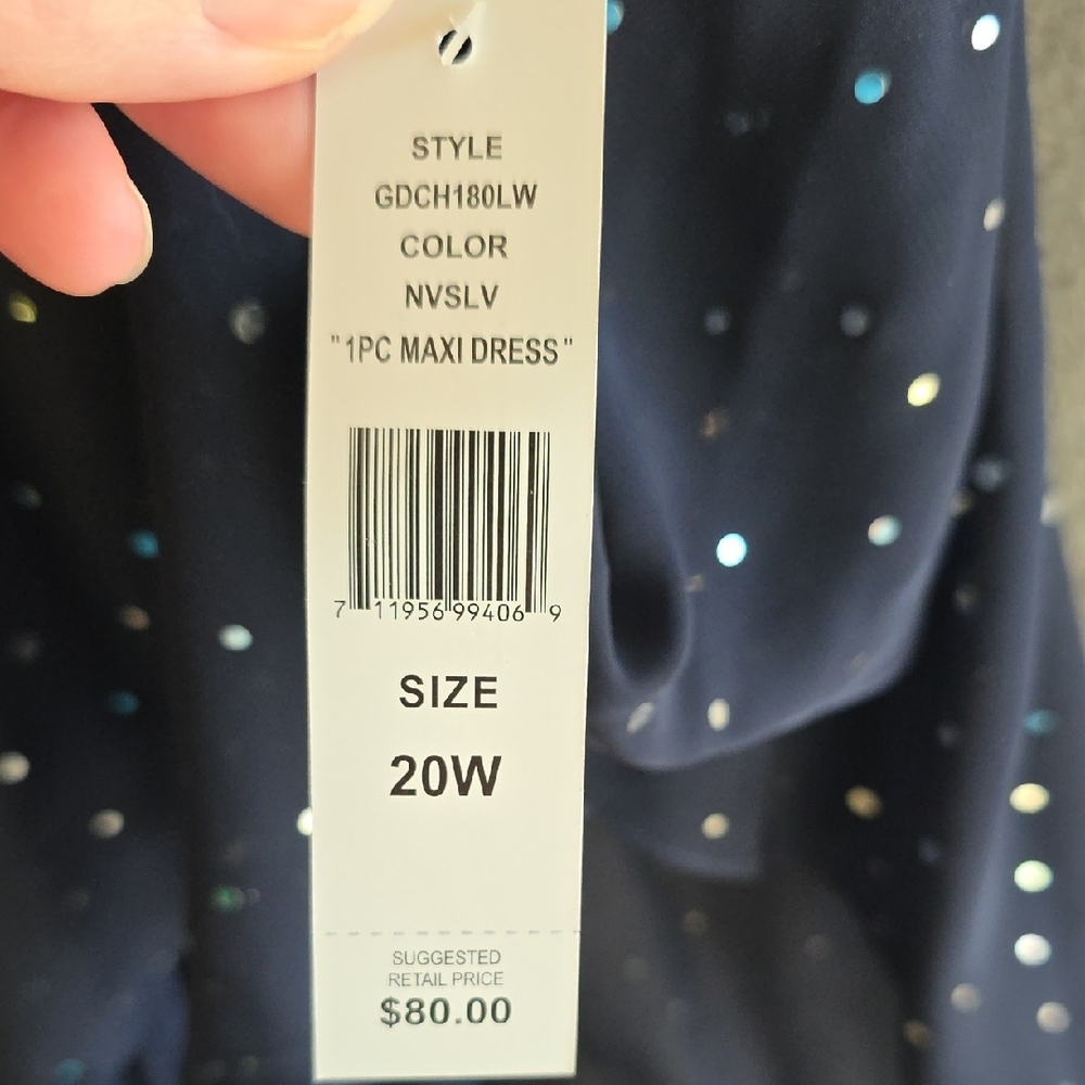 Glamour Navy Dress with Silver Accents - Picture 3 of 13